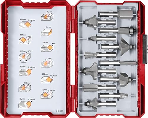 kwb 12-Piece Cutter Set Ø 8 Mm, Carbide-Tipped With Precise Clamping Shank and Optimised Cutting Geometry for An Exact Milling Pattern