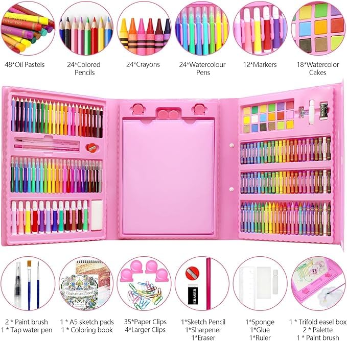 Image of Deluxe Drawing and Painting Art Set Crayon Color Set for Kids | Case Art & Craft Supplies | Great return Gift (Modern, 208)
