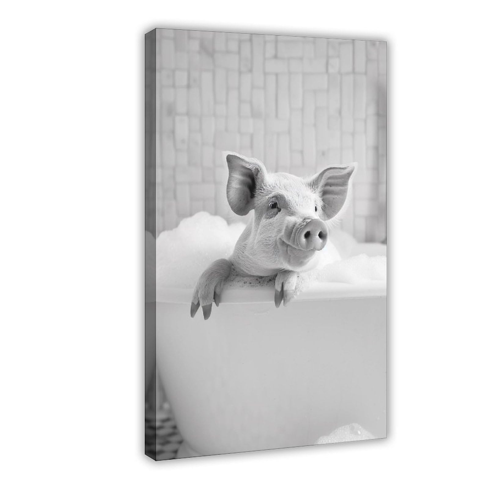 Pig in The Bathtub Canvas Poster Bedroom Decor Landscape Office Room Decor Gift 12x18inch(30x45cm)