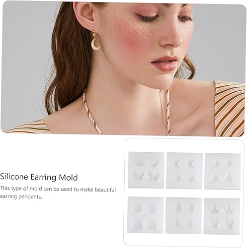 Miniatura 9 de TEHAUX 6 moldes de resina para aretes, mini aretes de oreja epoxi, aretes de luna de silicona, aretes de cristal, molde de resina, molde de joyería,