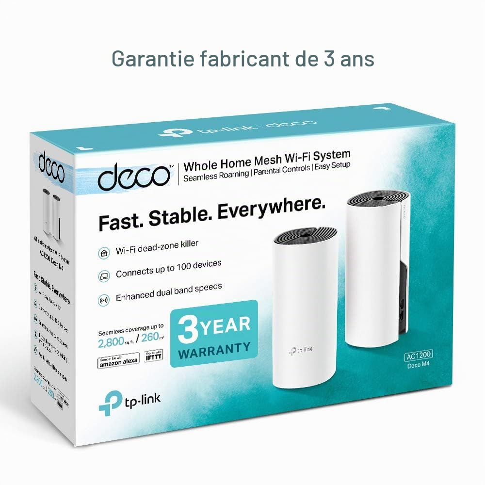 TP-Link Deco M4 Whole Home Mesh Wi-Fi System, Seamless and Speedy Up To 2800 Sq ft coverage, Work with Amazon Echo/Alexa, Router and Wi-Fi Booster Replacement, Parent Control, Pack of 2