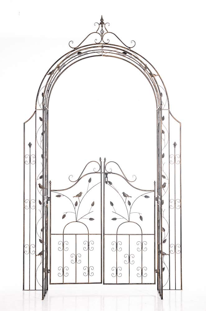 CLP Arche de Jardin avec Portillon Grenada - Support pour Plantes Grimpantes Arcades à Rosiers en Fer Forgé Robuste avec Porte - Couleur :, Couleur:Bronze