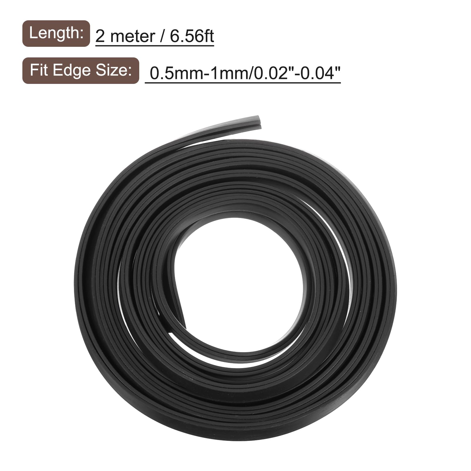 uxcell U Channel Edge Trim, 6.6ft Length Rubber Guard Seal Strip Edge Protector Round Type Fit for 0.5-1mm Edge, (5/32