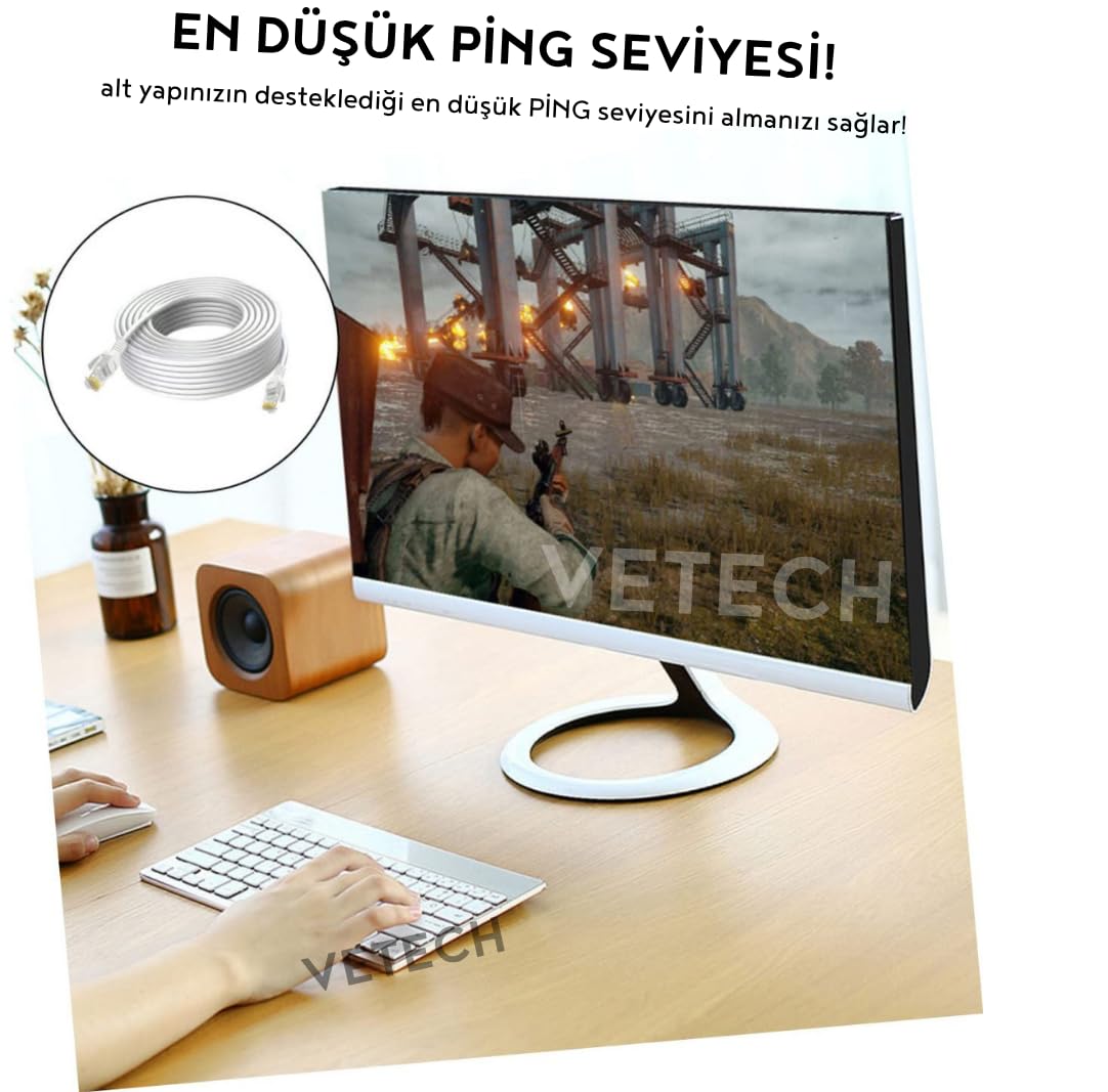 Vetech CAT6 15 Metre Ethernet Kablosu Fabrikasyon Internet Kablo Network Ağ Kablosu