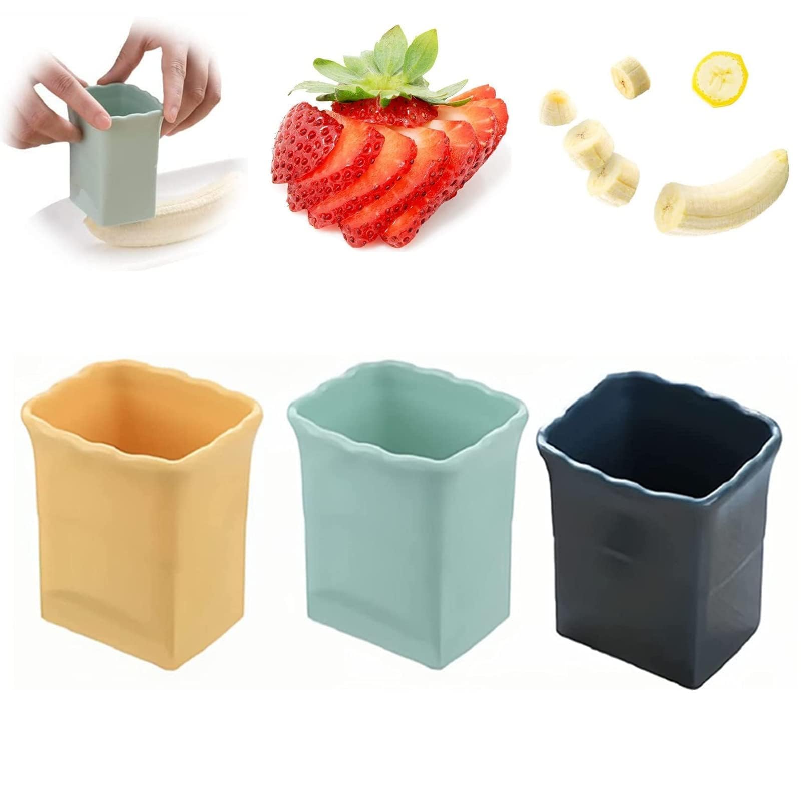 Khazna Cup Slicer, 3 Pcs New Fruit Slicer Egg Slicer, Stainless Steel Cup Slicer Handheld, Creative Kitchen Cutter Gadget, for Quickly Making Fruit Vegetable Salad