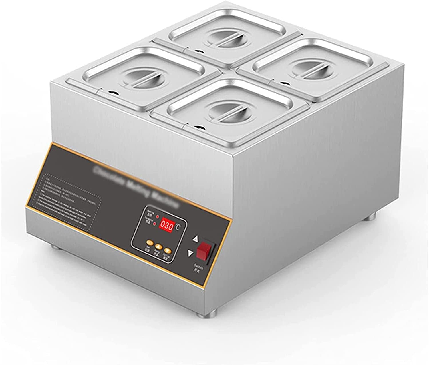 YNIYUJKL 500W Commercial Electric Chocolate Tempering Machine, 4 Tanks Chocolate Melting Pot, Stainless Steel Food Warmer Chocolate Melter, 12Kg Capacity