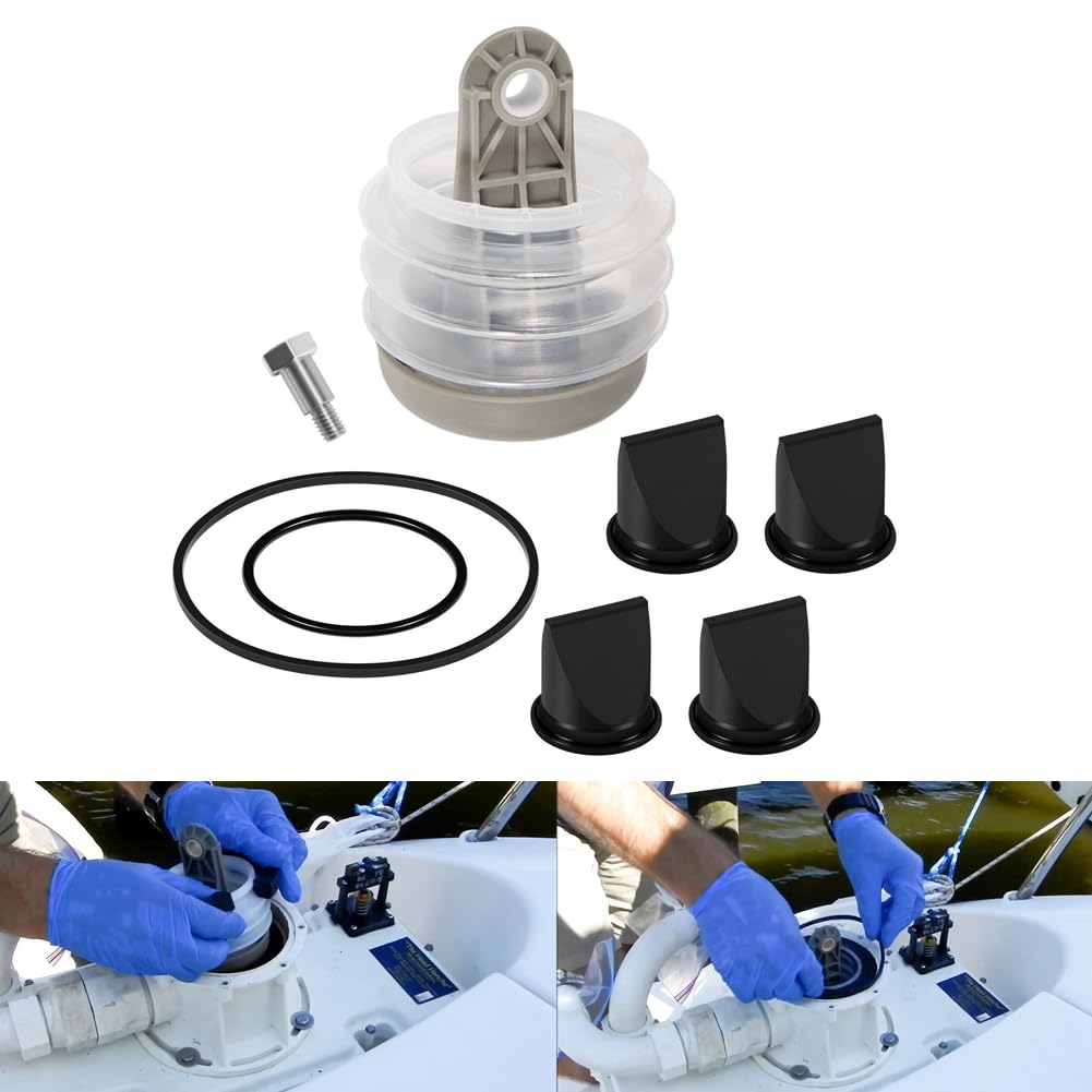 Kit soffietto pompa adatto per Dometic 385230980 kit soffietto pompa e 4 pezzi 385310076 valvola DB 1-1/2" kit valvola a becco d'anatra nera e 2 confezioni 385310151 kit O-Ring sostituire per Dometic