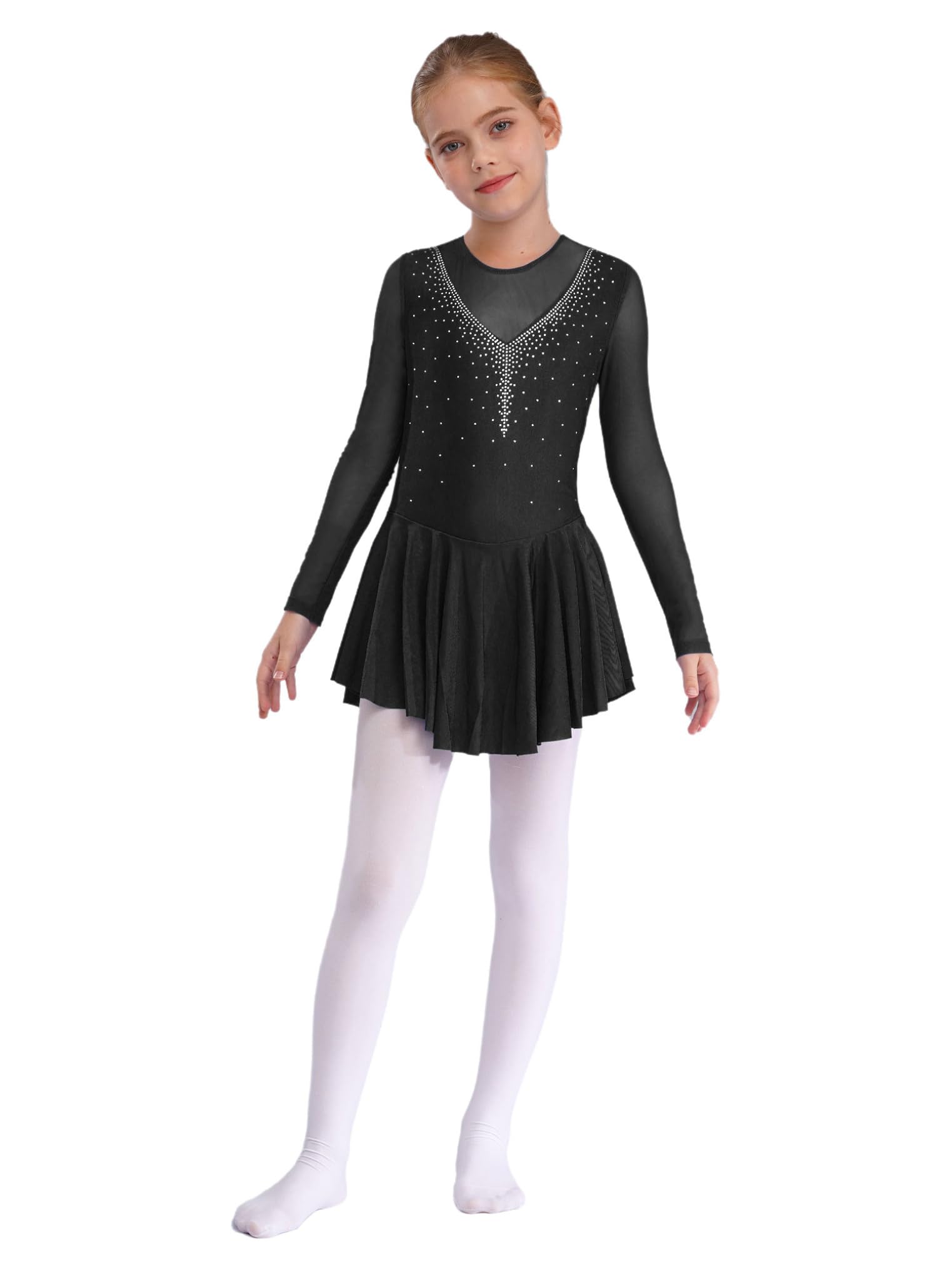 Freebily Vestido de Danza Patinaje sobre Hielo para Niña Leotardo de Manga Larga Maillot de Gimnasia Rítmica Competición Vestido de Bailarina Ballet — view 2
