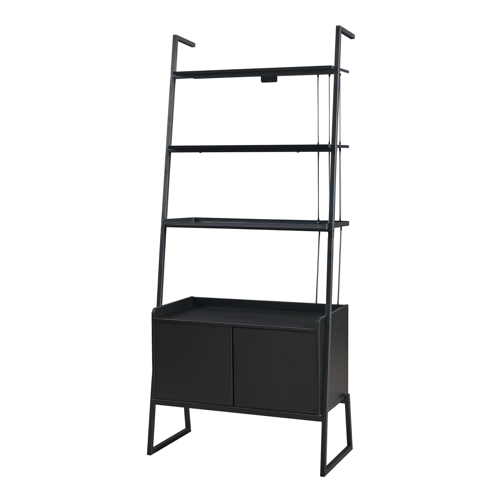 [en.casa] Set di 4 Mobili per Soggiorno Ufficio Composto di Mobile TV 3 Scaffali a Scala Mobili in Stile Industriale - Nero