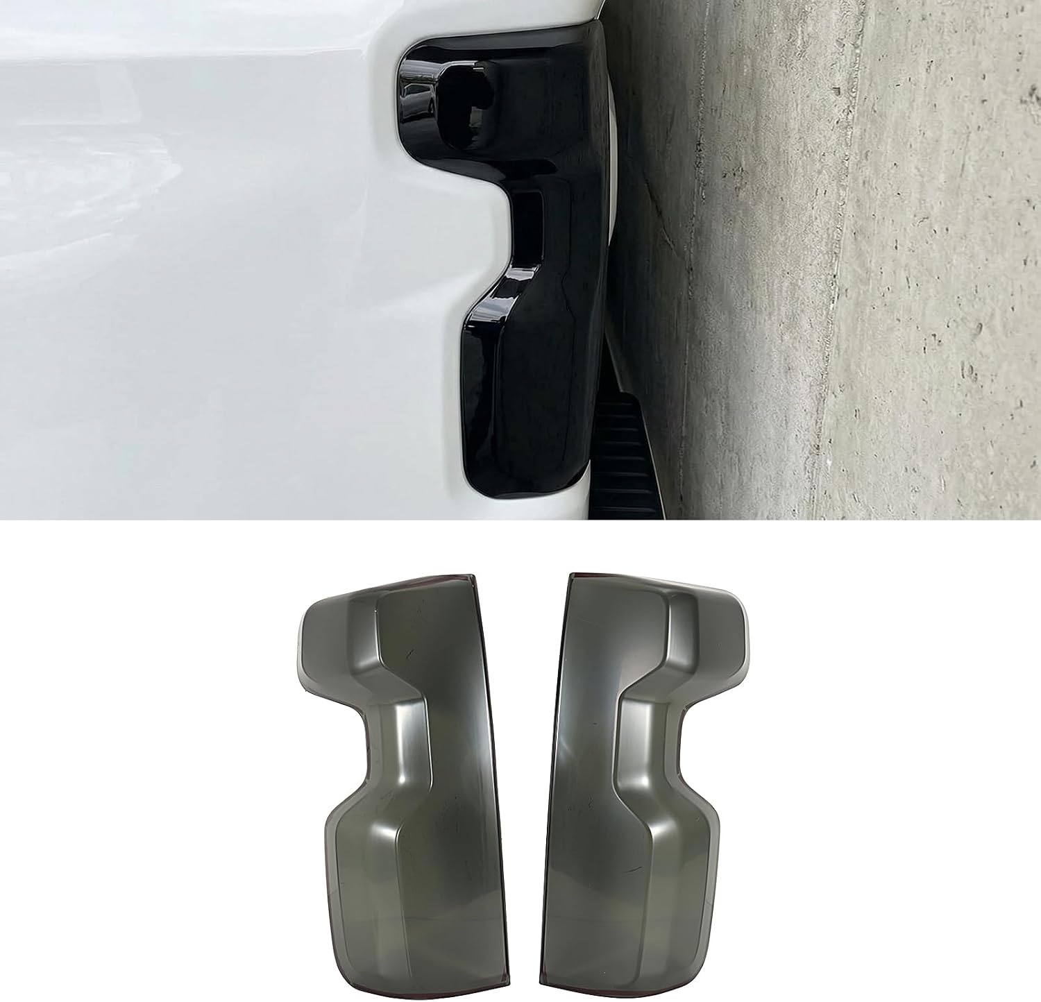 GearUp Tail Light Lamp Cover Compatible with Chevrolet Silverado 2022 2023 2024 2025 Tail Light Frame Bezels Decoration(Smoked Black)