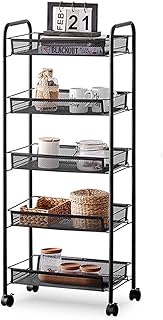 Wózek do przechowywania, stojak do przechowywania warzyw, kosz na owoce i warzywa do układania w stos metalowe kosze do przechowywania koła kuchnia spiżarnia łazienka garaż,5 floors