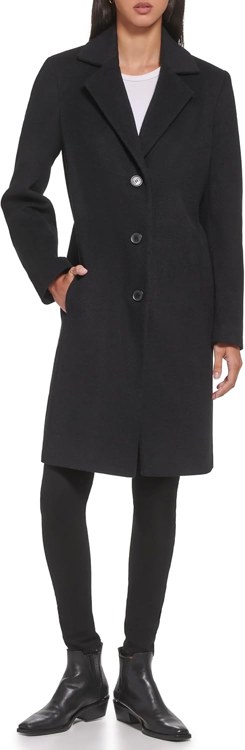 DKNY Womens Walker Wool Coat