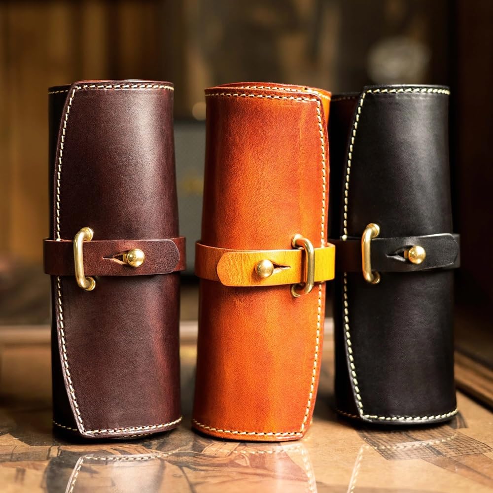 Wysokiej klasy ręcznie robione etui na okulary przeciwsłoneczne, przenośne skórzane etui na okulary, modne skórzane etui na okulary w stylu retro dla mężczyzn i kobiet (Grey : B, Size : S)