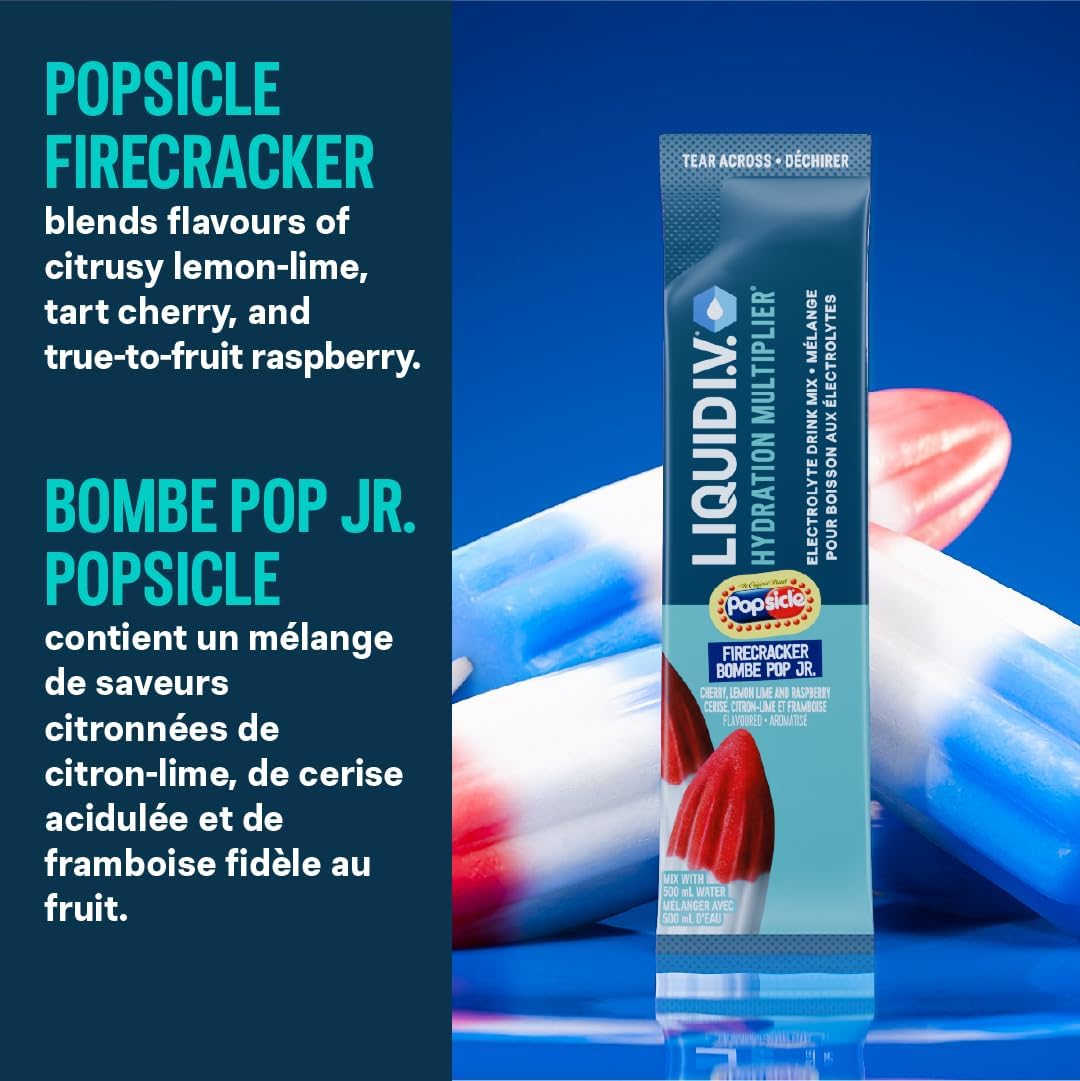 Liquid I.V. Hydration Multiplier Electrolyte Drink Mix for Accelerated Hydration Tropical Punch Firecracker with Vitamins B3, B5, B6, B12 and C 48 g (6 sticks x 2) - Image 4