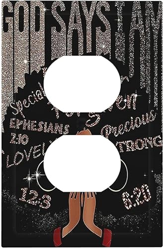 Cubierta de interruptor de luz dúplex afroamericana de 1 cuadrilla, cubierta de salida de moda para mujer, placa de pared negra, placa de