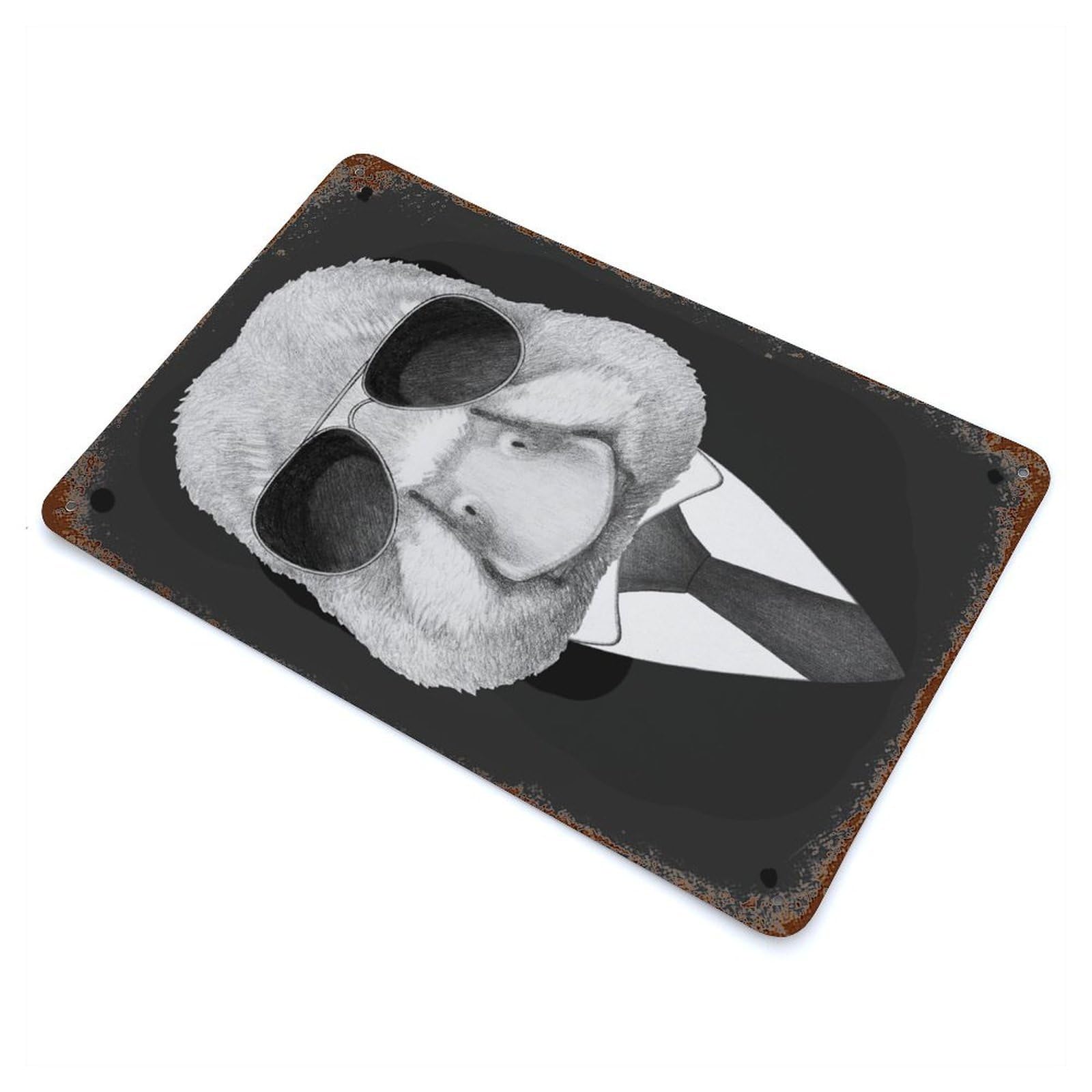 Portrait of Duck in Suit Aged Metal Wall Plaque 11.8"x7.9", for Living Room, Hallway And Home Decor, Shabby Chic Decor