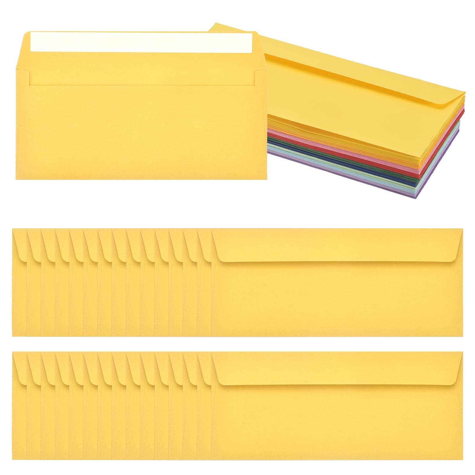 PATIKIL 60 Pack Mixed Color #10 Business Envelopes, Colored Self Seal Letter Size Envelopes for Business Mailing Office Checks Invitation, 24.1 x 10.5 cm