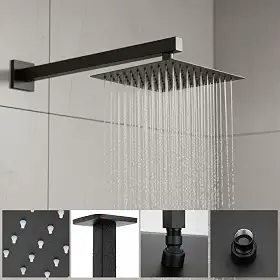 Ducha Externa Piscina Jardim Inox Quadrada 30x30 Preto Black