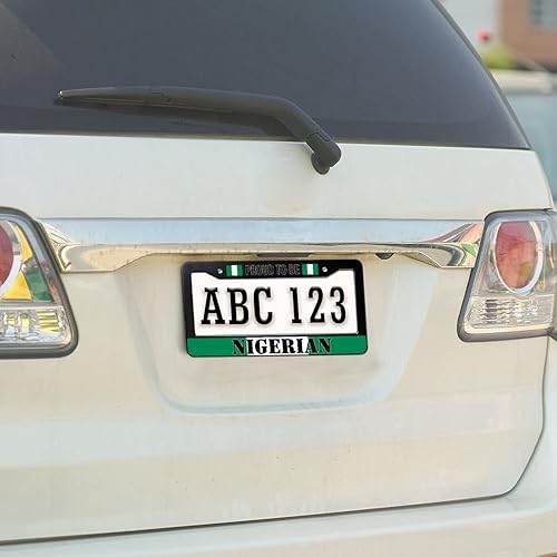 Miniatura 6 de Proud to Be - Marco de matrícula de Nigeria con bandera nigeriana, regalo de recuerdo de país, marco decorativo para placa de matrícula frontal de