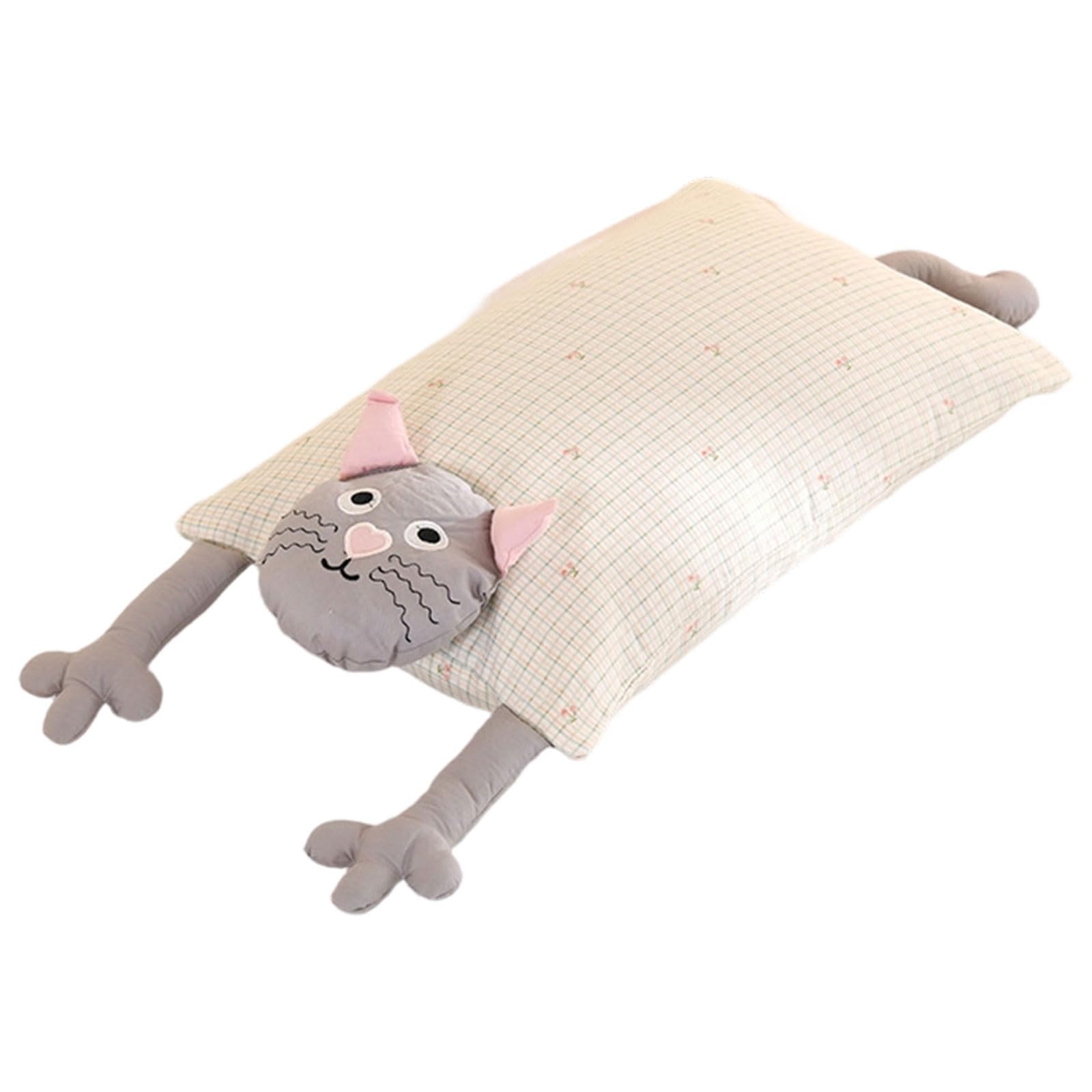 Piceioep Buckwheat Pillow Featuring Cartoon Cats Pattern Fabric for Spinal Alignment Cats Design Pillow