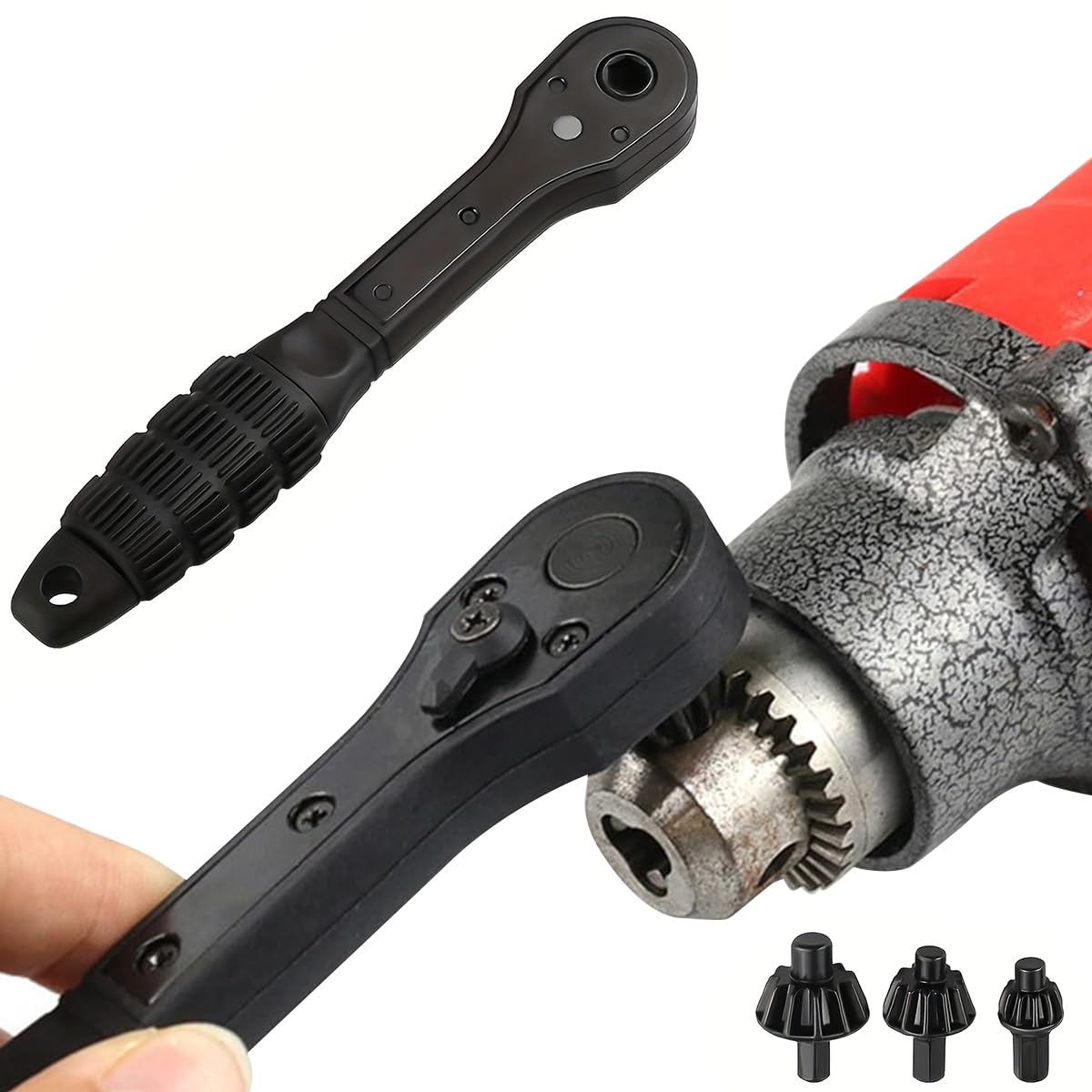 Serplex® 3 IN 1 Drill Chuck Ratchet Spanner, Drill Chuck Key, Ratchet Wrench 3 Modes Applicable Easy Operation Black Carbon Steel Widely Used Multifunctional Use for Universal Electric Drills Spanners-image-43