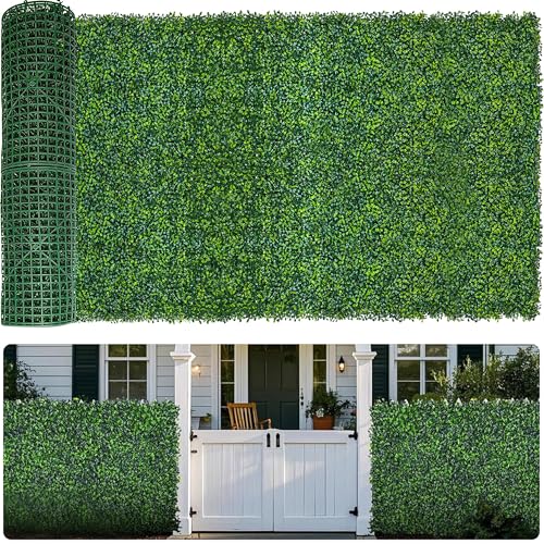 Moeput Artificial Boxwood Roll,120x40 in (34 sqft) UV-Anti Faux Ivy Boxwood Hedge Leaf Grass Wall...