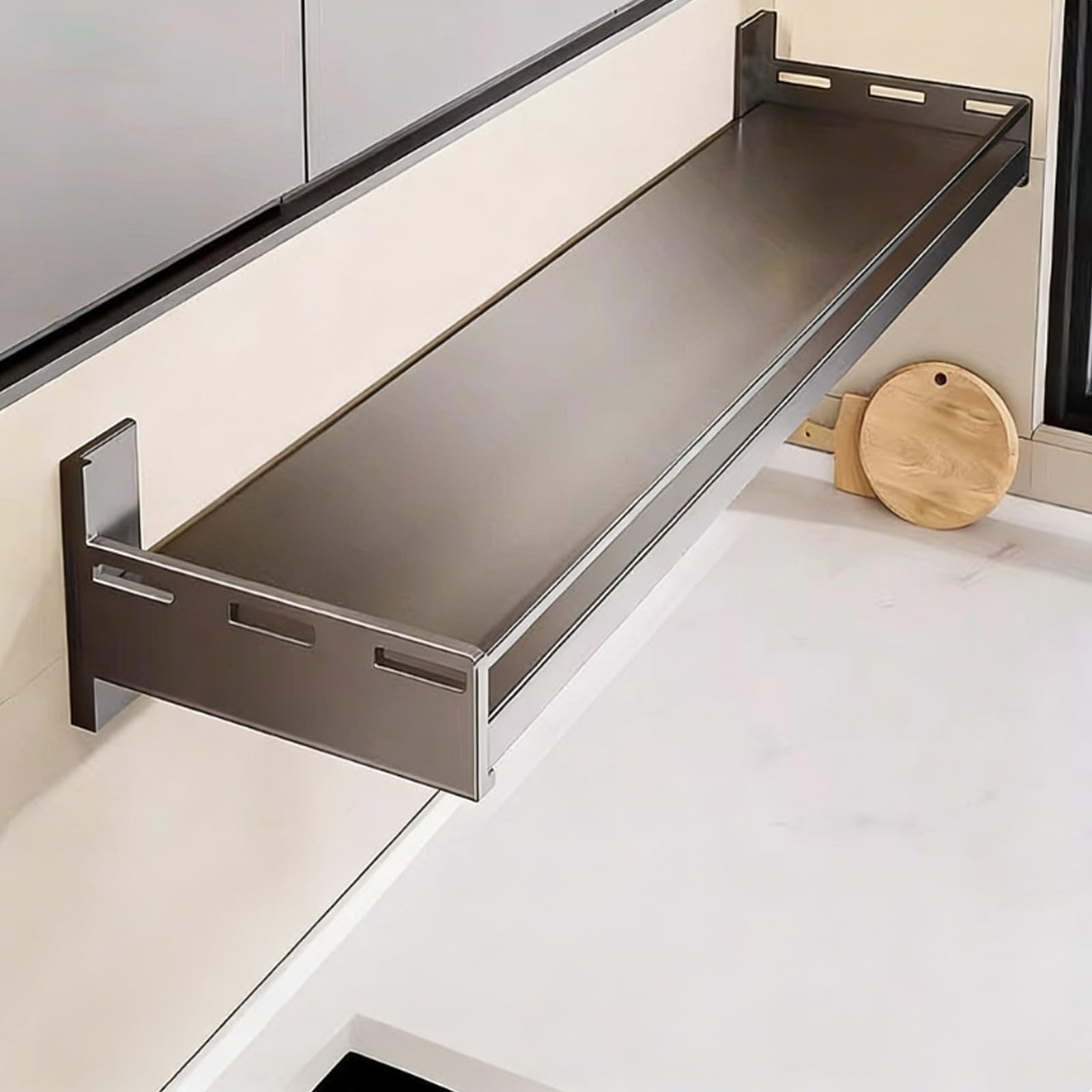 OWOHYG Wall-Mounted Stainless Steel Microwave Oven Rack No-Drill Floating Shelf For Kitchen*Bedroom Multi-Functional Storage Solution 30X40Cm.