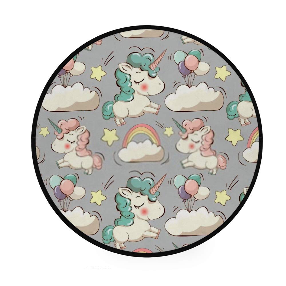 Tapis rond licorne pour chambre fille ou salon de lecture cosy 92cm