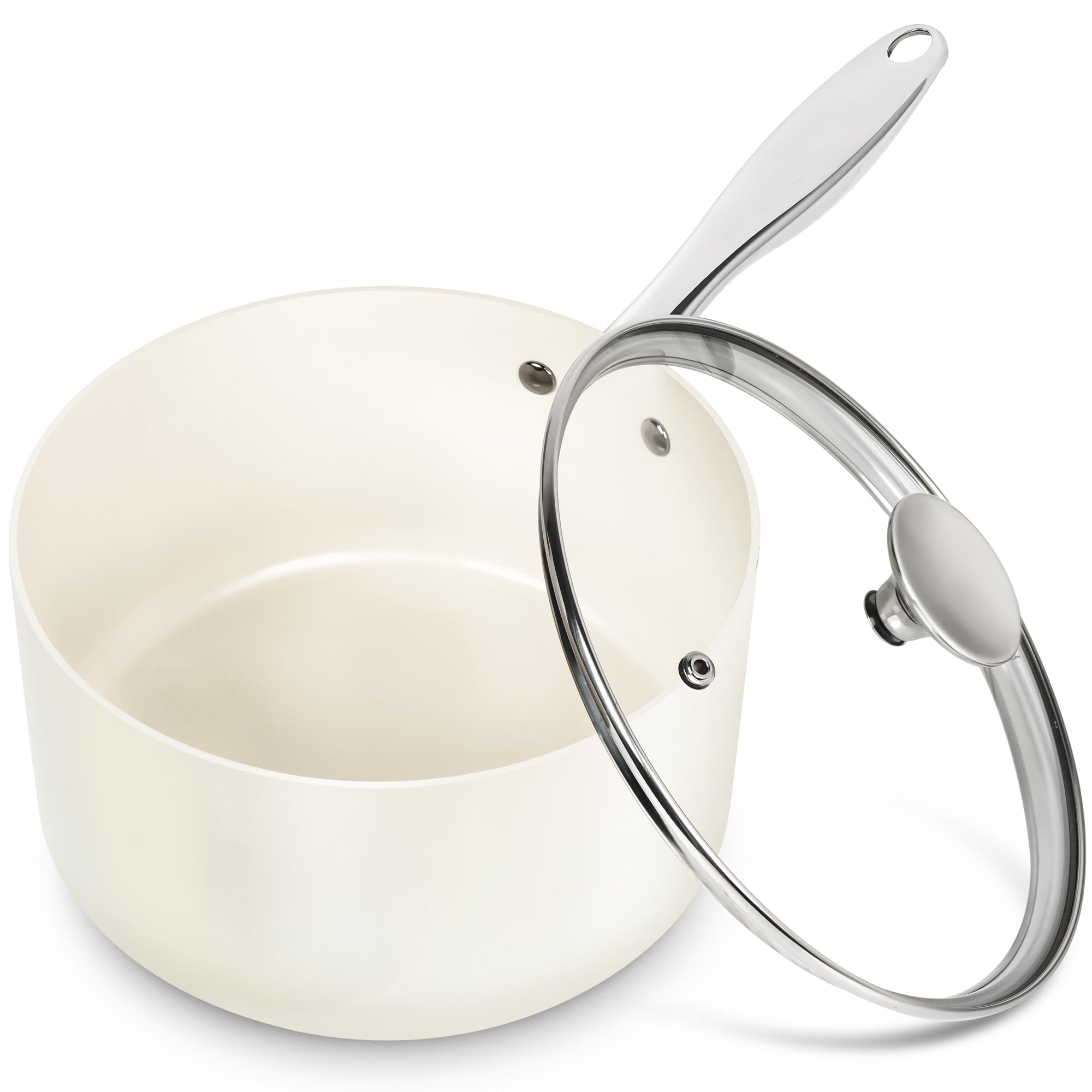 MICHELANGELO Casseruola da 3 litri con coperchio, padella in rame ultra antiaderente con coperchio, pentola piccola con coperchio, casseruola antiaderente in ceramica, pentola piccola da 3 qt per