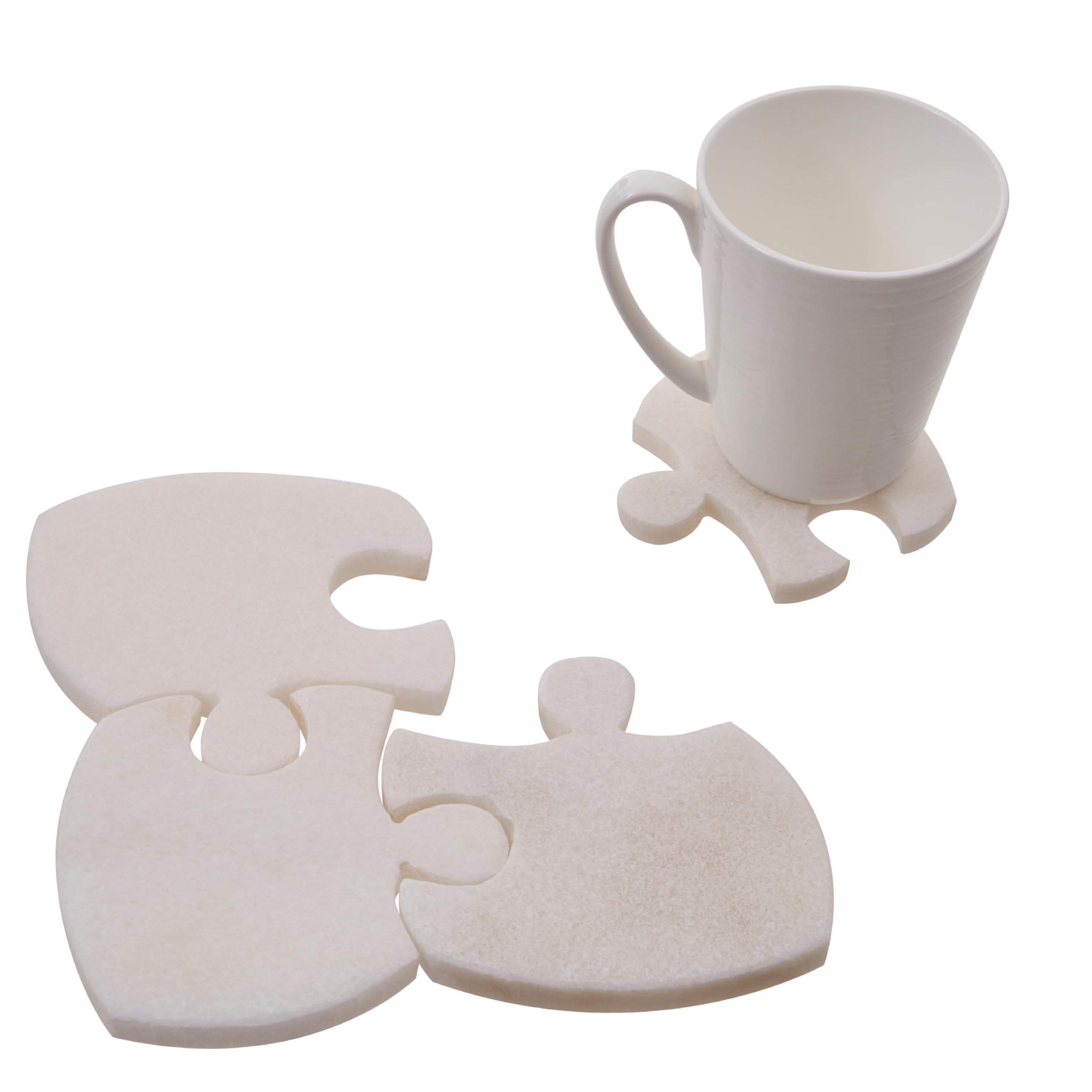 Premier Housewares Placemats and Coaster Marble Jigsaw Table Mats And Coasters Set Of 4 Practical White Coasters Stylish Coasters 17 x 1 x 17