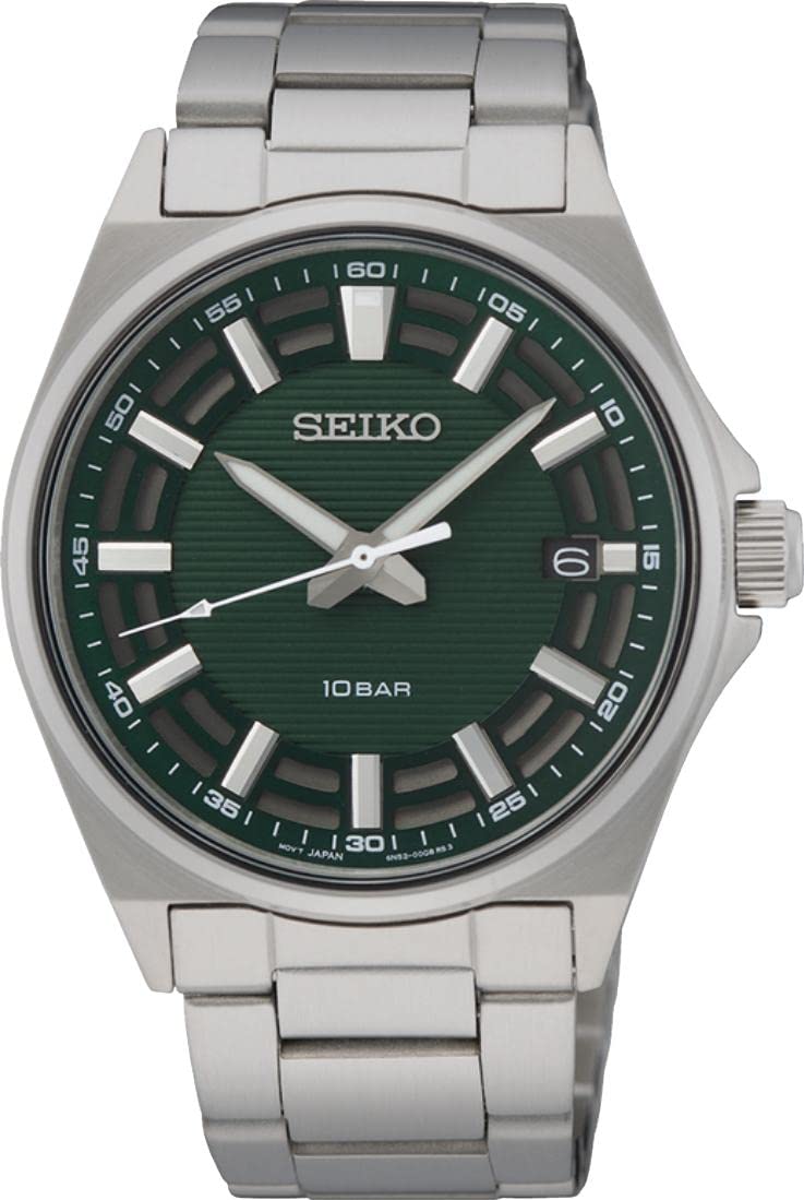 Seiko Men's Watch with Green dial and Silver Bracelet, SUR503P1