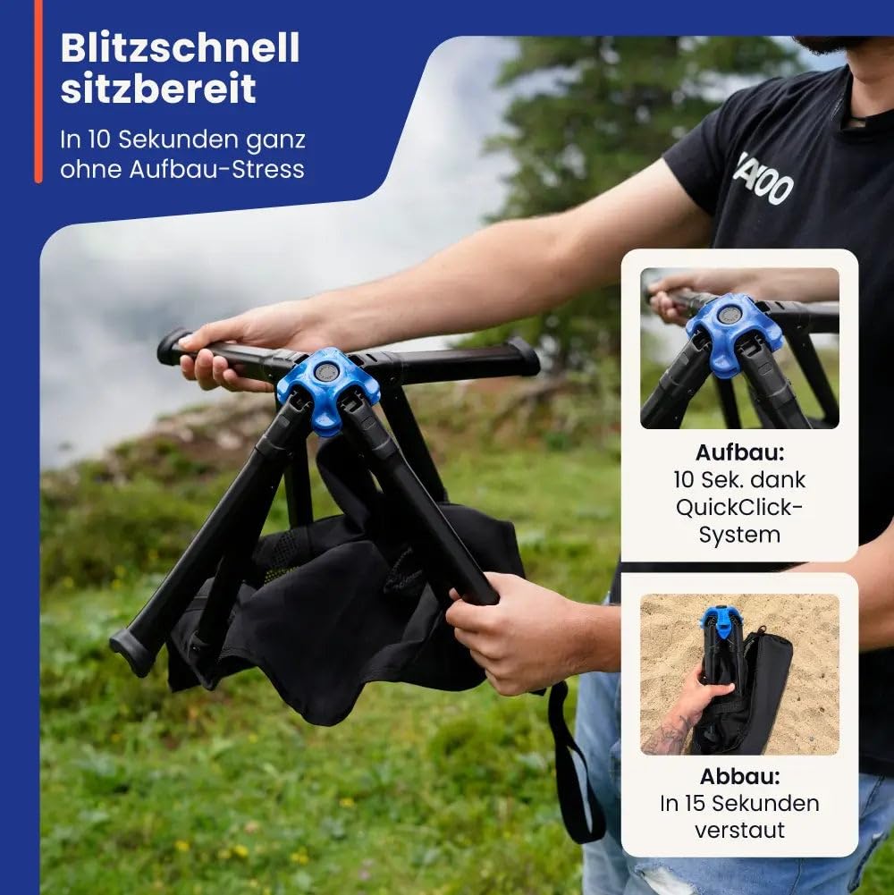 outwild campingstuhl, 1/2/3er Pack Faltbar 150kg | 1.7kg ultraleicht,QuickClick-System,150kg Belastbarkeit,für Single Partner Familie Camping