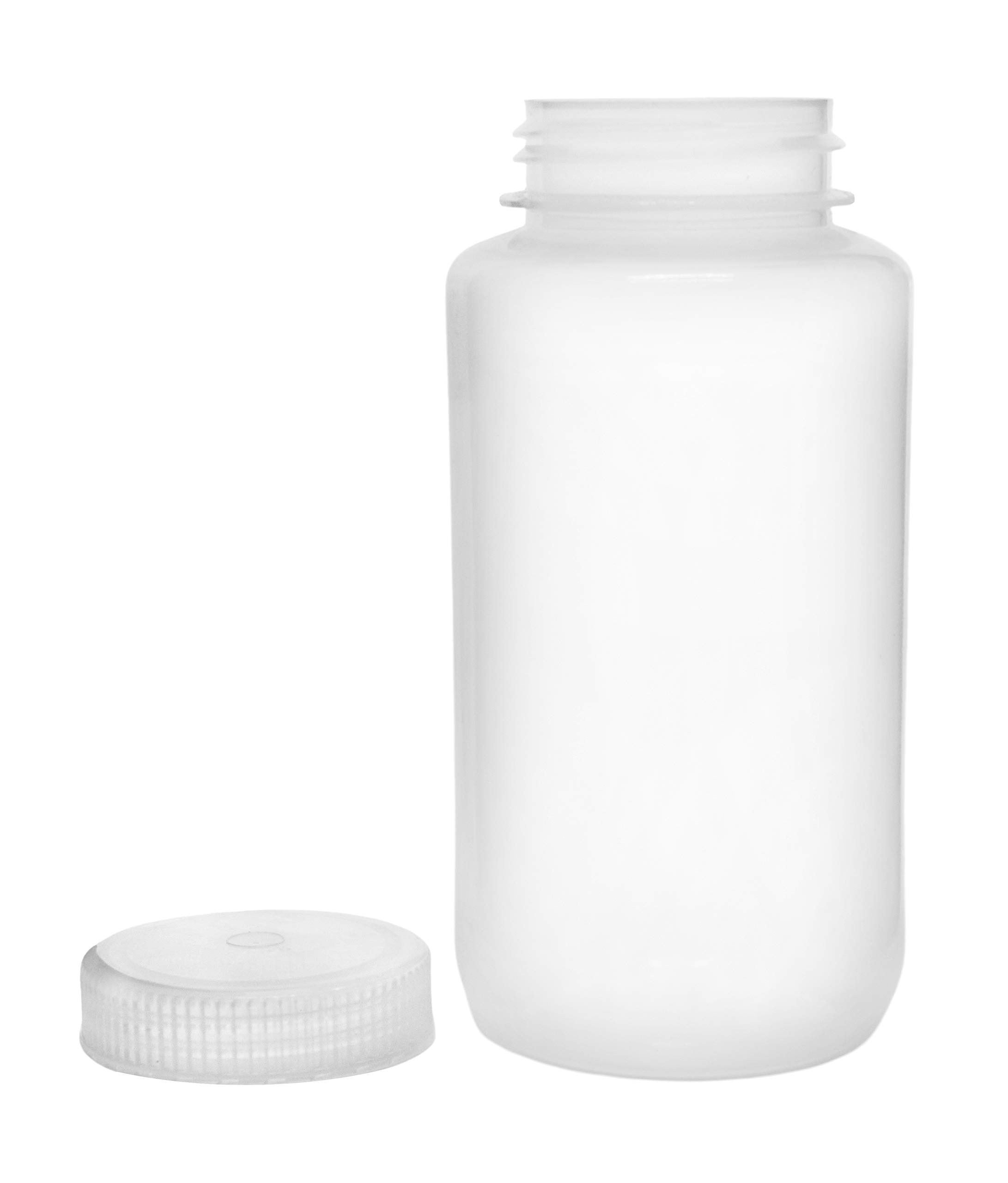 6PK Botellas Reactivas, 1000ml - Boca Ancha con Tapón - Polipropileno - Translúcido - Eisco Labs