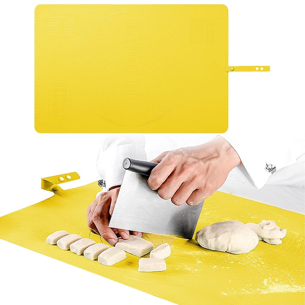 Tapis de cuisson anti-adhésif en silicone - 60 x 40 cm - Facile à nettoyer (jaune)