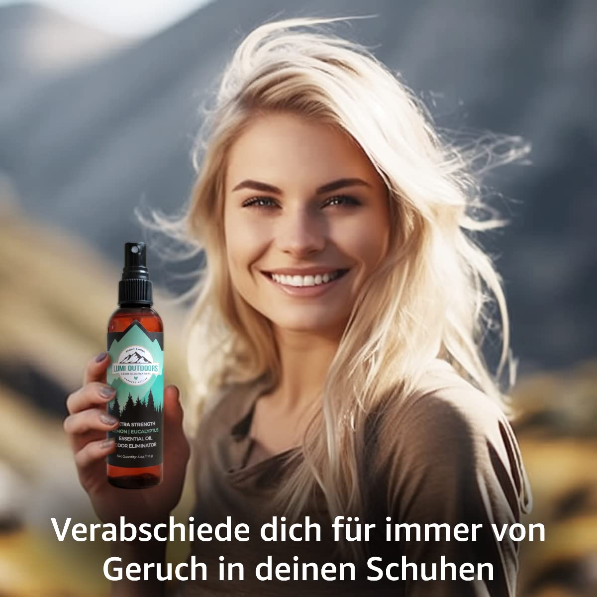 Lumi Outdoors Schuhdeo-Spray & Geruchsbeseitiger - Natürliches Schuhspray gegen Geruch - Extra starke Wirkung mit Eukalyptus-Zitronengras