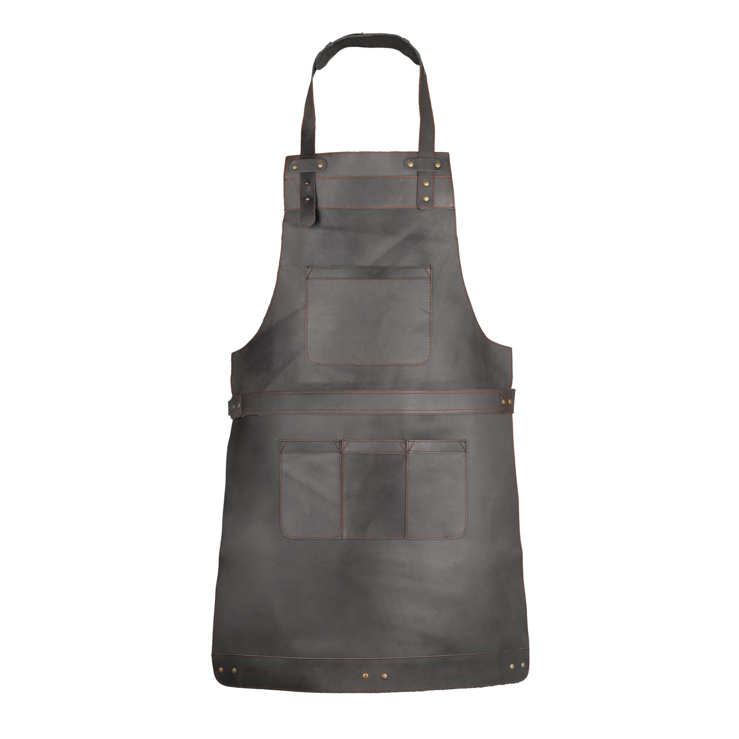 Full Grain Leather Apron Butcher, Cook, BBQ, Cooking, Wood work, Cheff, BBq Grill Gift Apron (Chocolate Brown)