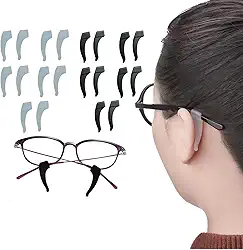 Kit com 10 pares de Prendedor de óculos Suporte de óculos antideslizante trava gancho de orelha de silicone