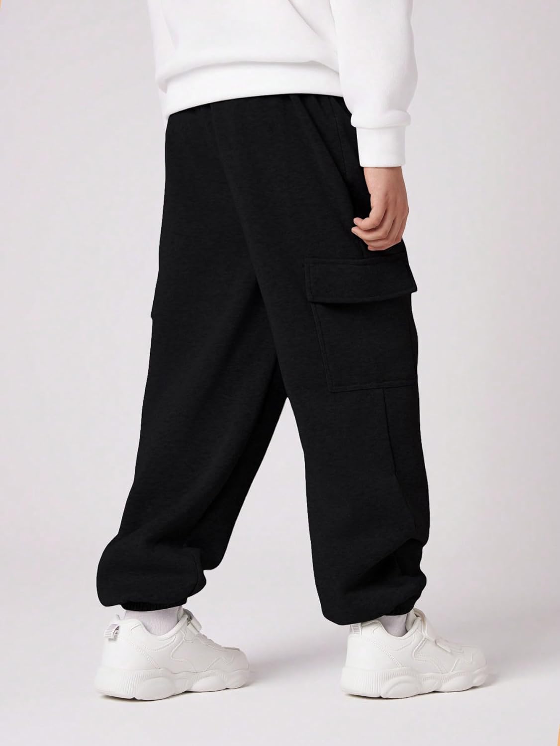 Boy's Wide Leg Cargo Pants Baggy Sweatpants Casual Sports Joggers Big Kids Long Trousers with Pockets - Image 6