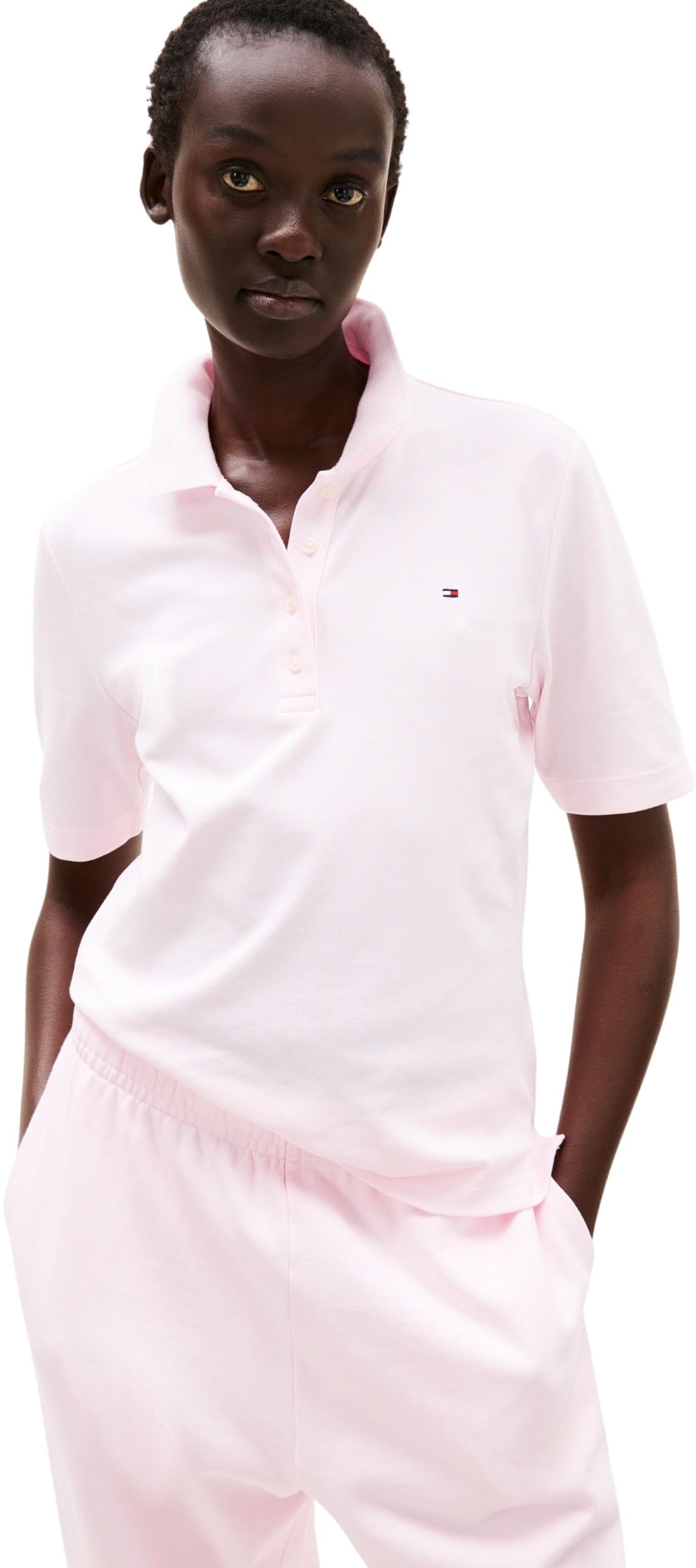 Tommy Hilfiger Damen Poloshirt Kurzarm Regular Fit, Rosa (Light Pink), XXS