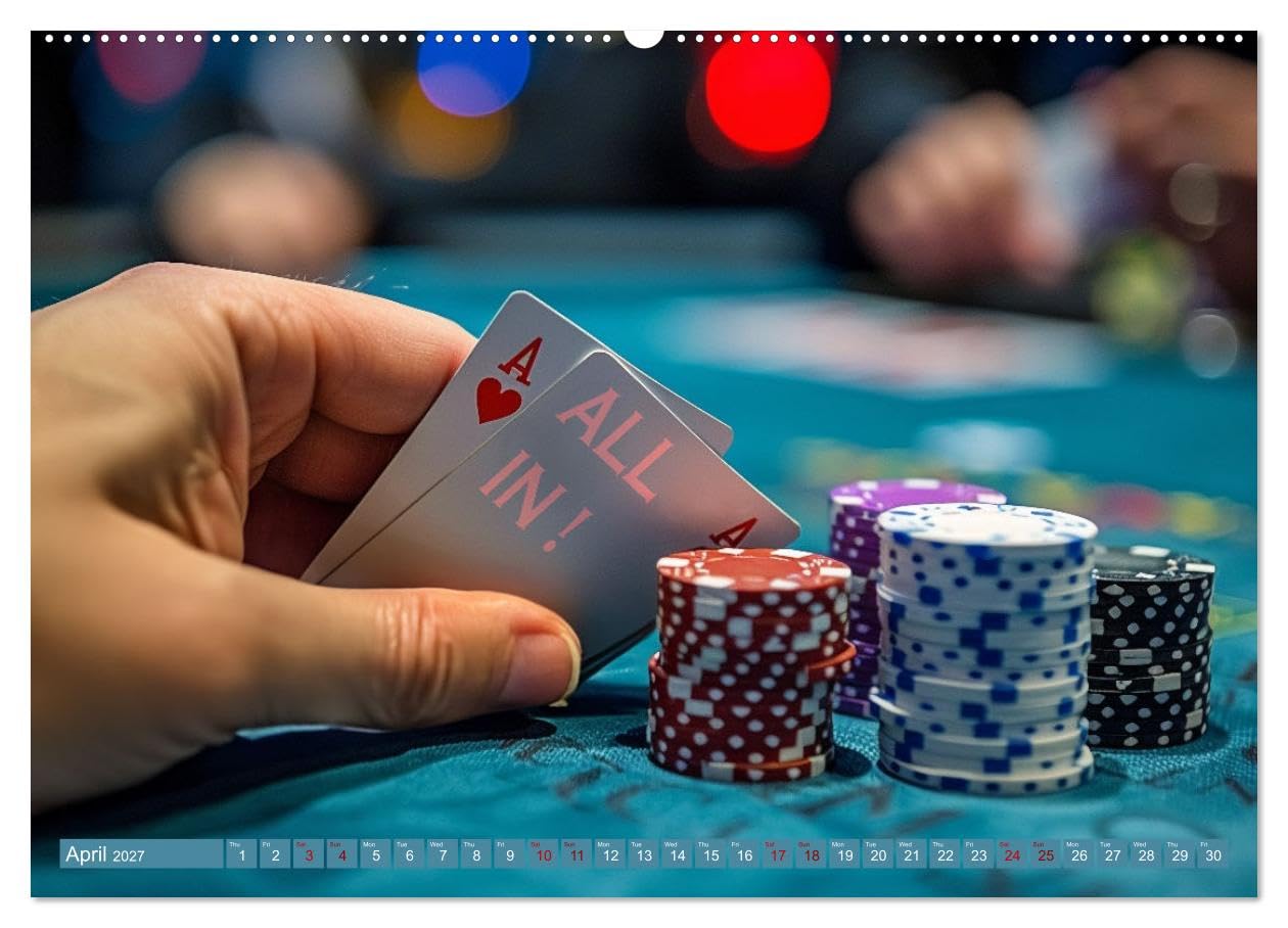 Texas Hold'em Poker Faces (High Quality Premium Wall Calendar 2027 DIN A2 landscape),CALVENDO 12 Month Wall Calendar: A journey through the art of poker in Las Vegas