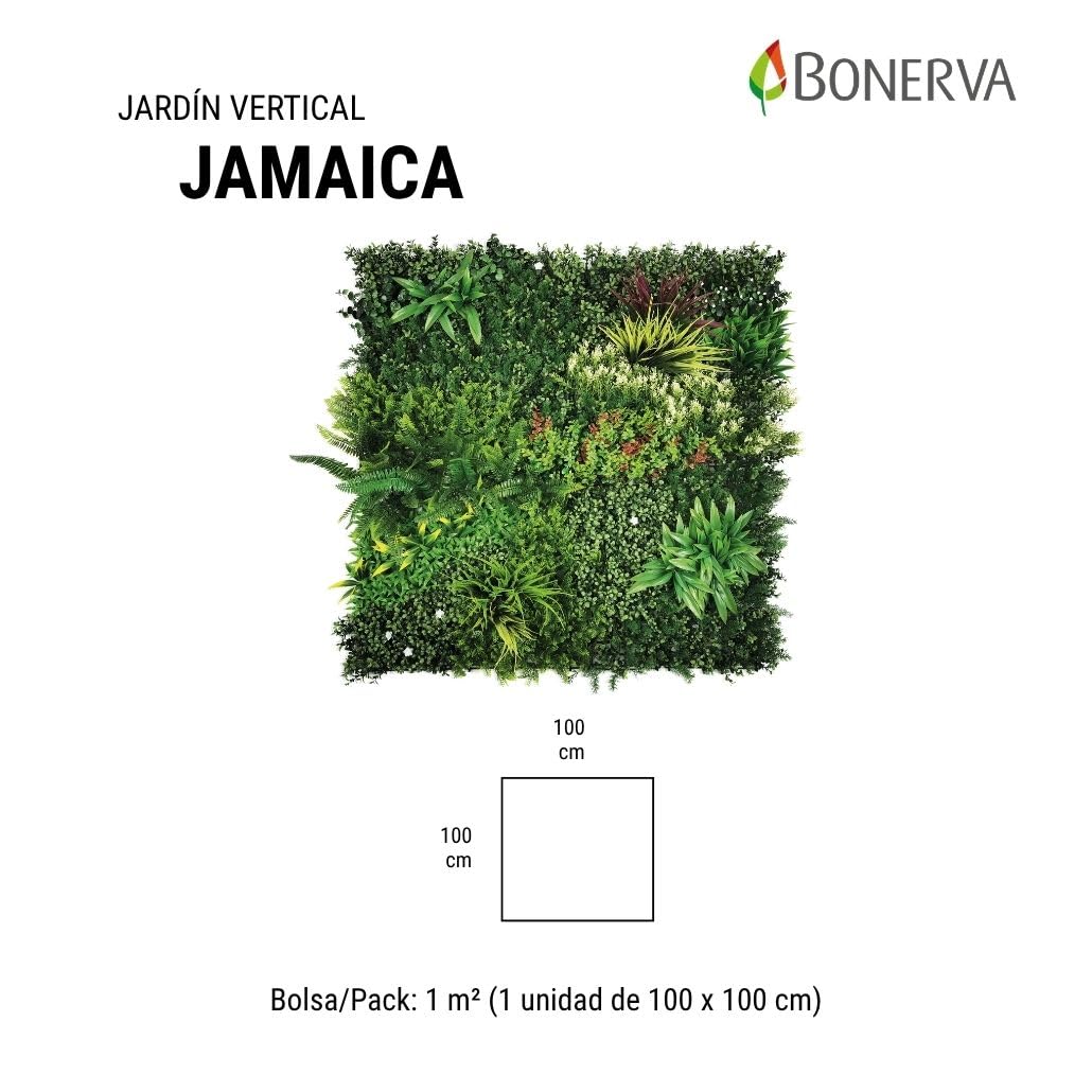BONERVA | Jardín Vertical Jamaica | Pieza 100x100cm (1m²) | Planta Artificial Decorativa para Hogar, Oficina, Hotel, Restaurante | MAL1215