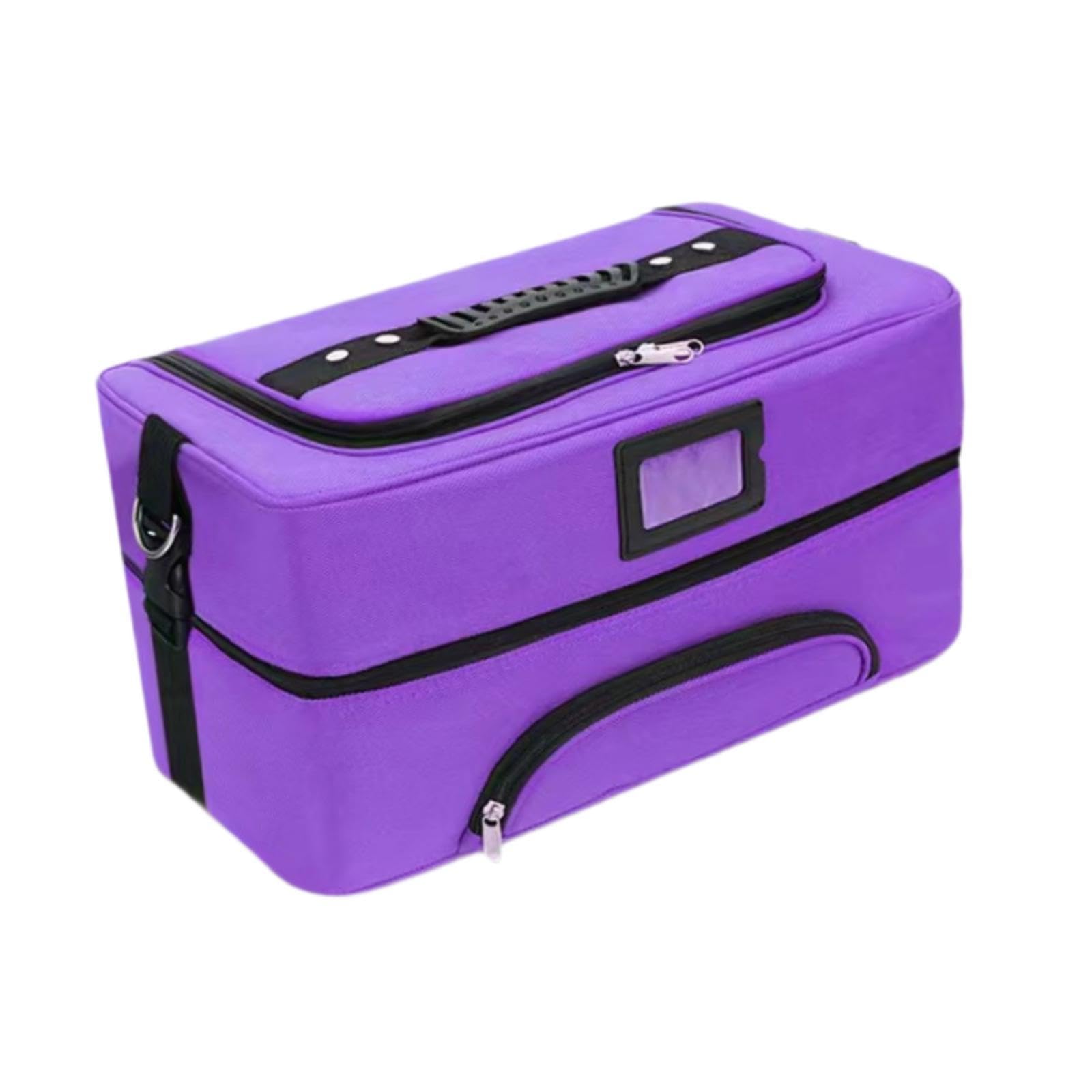 Neceser de maquillaje de viaje portátil con divisor, organizador profesional de esmalte de uñas, organizador de maquillaje para mujeres y niñas, morado, A