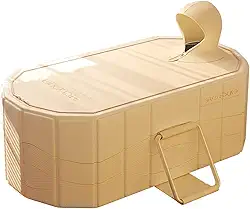 Banheira portátil para adultos, grande, dobrável, sem instalação, banheira para box de chuveiro, banheira de imersão de spa quente (Gosling amarelo, com tampa, M (128 cm C × 85 cm L × 49 cm A))