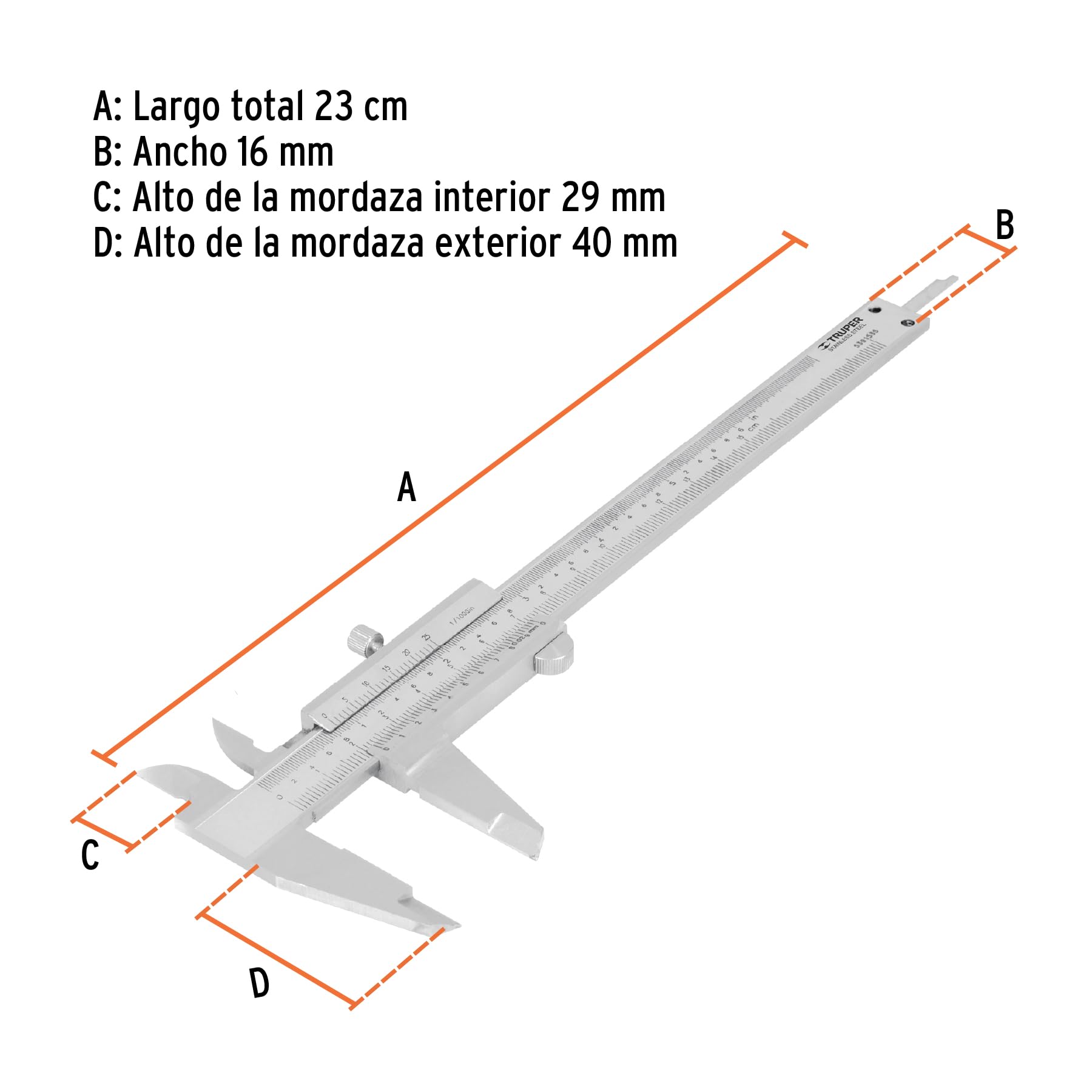 TRUPER CAL-6MP Standard- und metrischer Analog-Messschieber