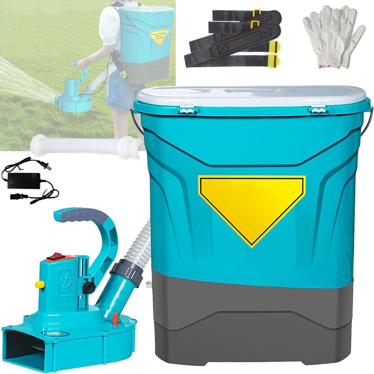 Spandiconcime Automatico Da 25 Kg, Spandiconcime, Wireless E Portatile, Tipo A Zaino 3000PRM, Con Batteria, Larghezza/flusso Di Diffusione Regolabile, For Semi, Bestiame, Giardino(20A)