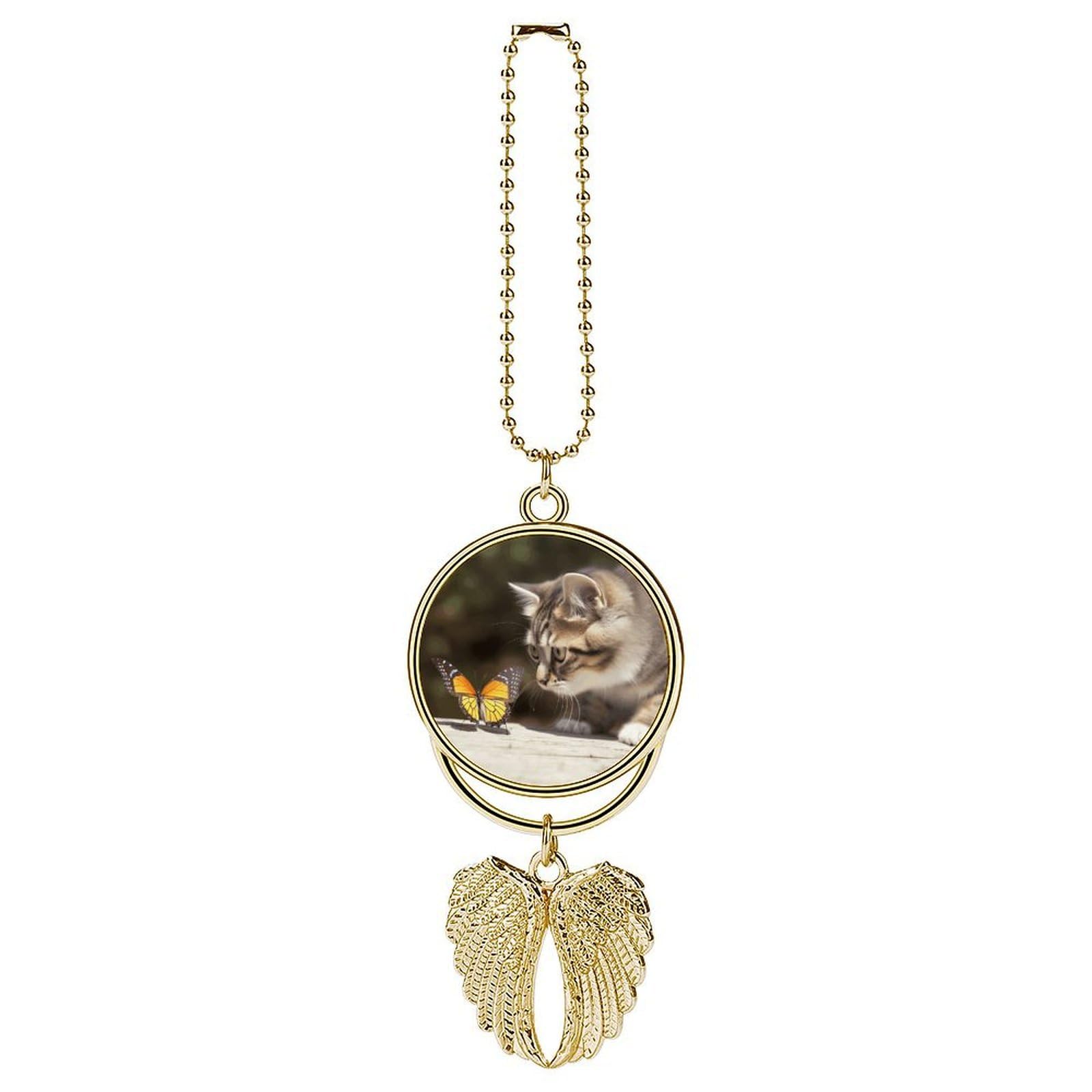 Cat and Butterfly Car Pendant Rear View Mirror Hanging Ornament Auto Metal Charm for Aesthetic Interior Decor. Lucky Car Accessories Cute Funny Hanging Decor for Car Truck