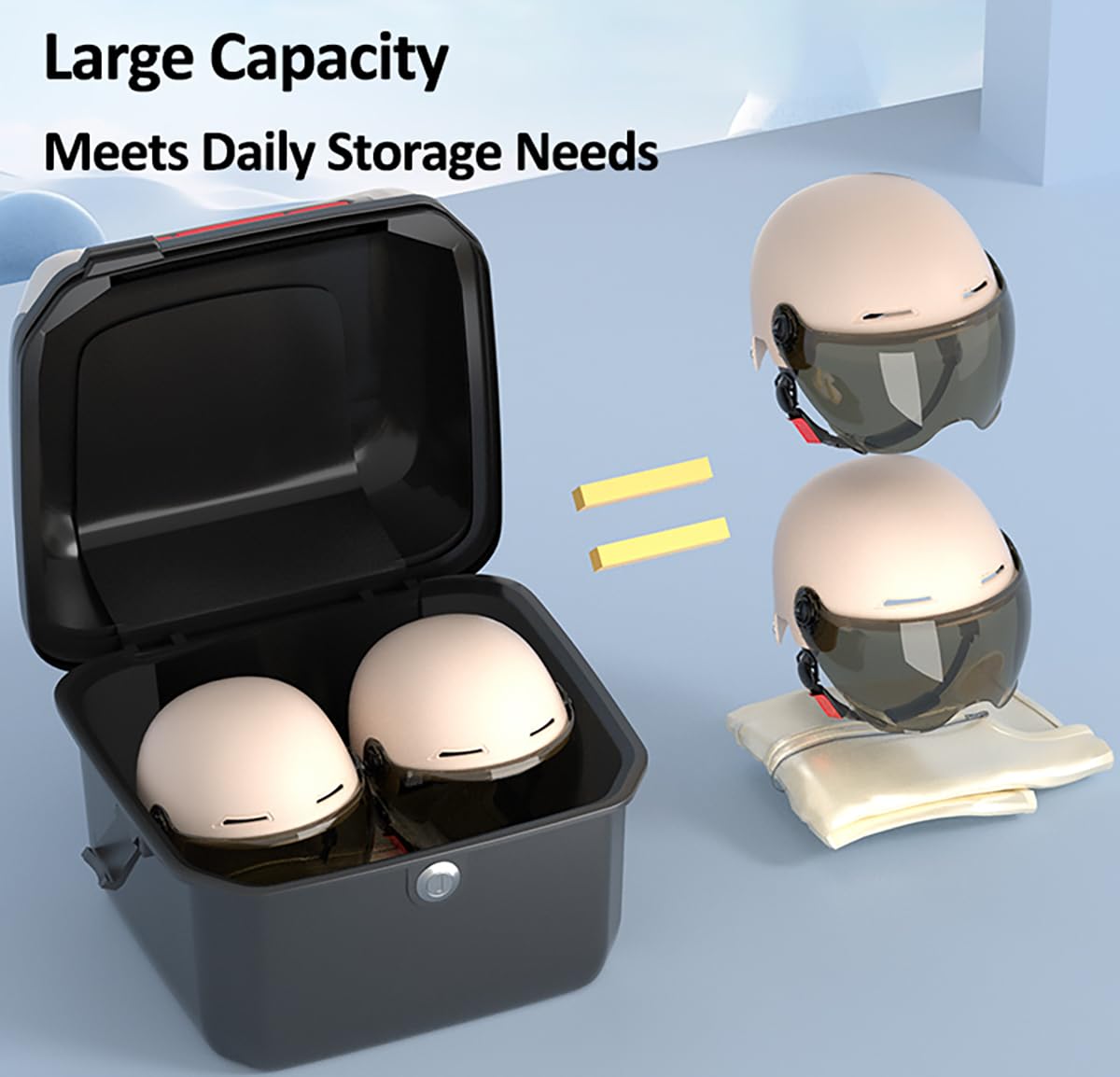 Universal Motocicleta Top Case, Motocicleta Tail Box Trunk Tour Almacenamiento Carrier Case con respaldo, cerradura de seguridad para el almacenamiento de equipaje casco,White