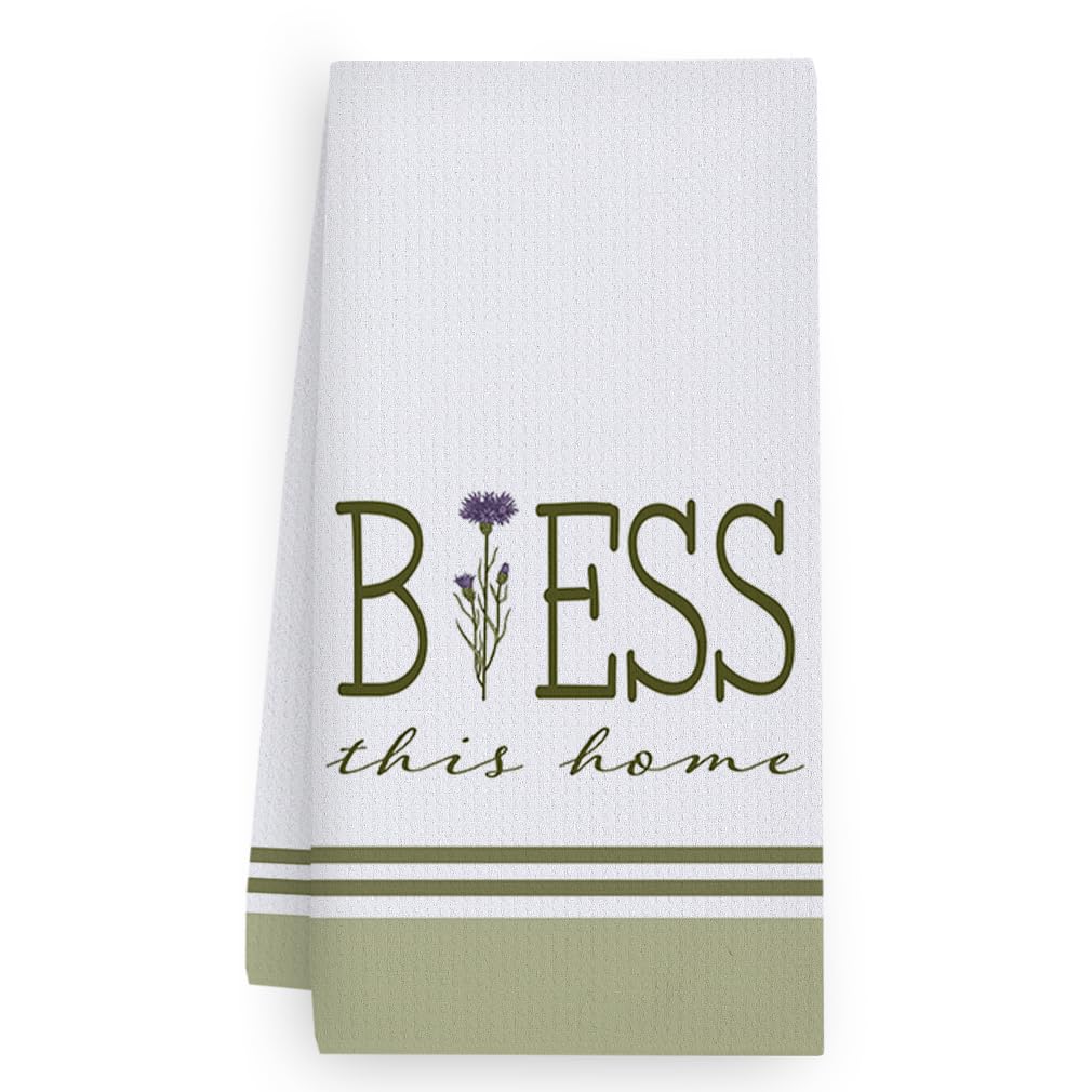 Trapos Cocina Elegante Morado Verde Paños de Cocina Suaves y Absorbentes Paños Cocina Reutilizables Trapos de Cocina para Secar Toallas Lavable Toallas de Barra Juego de 4 (40x60cm)