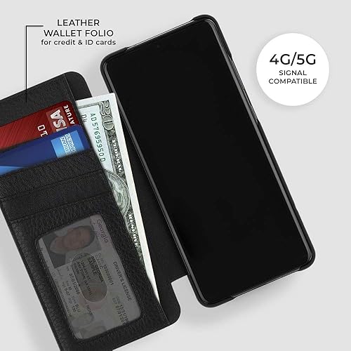 Miniatura 3 de Case-Mate - Funda de piel para Samsung Galaxy S20+ S20 Plus - Compatible con 5G - Capacidad para 4 tarjetas + dinero en efectivo - Cuero negro
