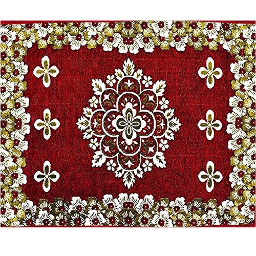 Image of Polyester 3-Layered Fridge Top Cover /Refrigerator Cover With 6 Utility Pockets (Color-Maroon, Size-39x21 Inches)